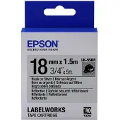 Epson LK-5SBR reflecterende tape zwart op zilver 18mm (origineel)