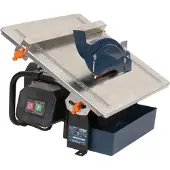 Ferm - TCM1010 - Tegelzaagmachine - 180mm - 600W - Inductiemotor - Diamant zaagblad - Watergekoeld - RVS werkblad - 45 graden kantelbaar - Voor tegels tot dikte van - 34mm - 2992toeren/min -