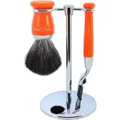 Edwin Jagger Pakket Shaving Sets Gillette Mach 3 3pc Orange & Chrome Plated Set Ref.S21M720CR