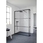 Riho Grid GB402 inloopdouche 100x200cm met 30cm zijwand zwarte profielen 6mm