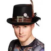 Boland Steampunk hoed heer clock (zwart en brons)