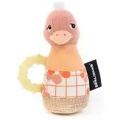 Les Deglingos rammelaar struisvogel beige 18 cm