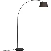 QAZQA Moderne booglamp zwart met zwarte stoffen kap - Arc Basic