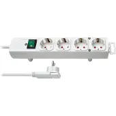 Brennenstuhl Comfort-Line Plus Stekkerdoos 4-Voudig (Met Platte Stekker, Schakelaar, 2 m Kabel, En extra brede afstanden van de stopcontacten) Kleur: Wit