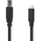 Nedis USB C naar USB B kabel | 1 meter | USB 2.0 (100% koper, Zwart)