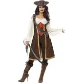 Smiffys Bruin pirate pak vor dames - Verkleedkleding - Medium