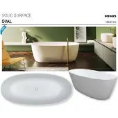 Riho Oval Vrijstaand Bad 160x72cm - Solid Surface Mat Wit - Baden, Vrijstaande Baden - 8714148580981