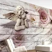 Karo-art Fotobehang - Engel tussen rozen