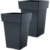 Prosperplast Bloempot Hoog Vierkant Lofly Square 24x24x36cm ANTRACIET / 2 STUKS ! /