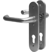 Nemef 3253 WC Ls Beslag kortschild afgerond | D kruk-kruk | beslagset | geveerd | krukstift 8mm | F1 aluminium | WC63 | draairichting links - 9325322632