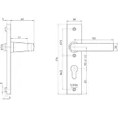 Nemef 3251 FP Ls Beslag kortschild rechthoekig | Blok kruk-knop | beslagset | geveerd | krukstift 8mm | F1 aluminium | PC55-PC55 | draairichting links - 9325106552