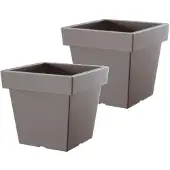 Prosperplast Bloempot Vierkant Lofly Low 19x19x18cm STEENGRIJS Prosperplast / 2 STUKS ! /