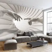 Karo-art Fotobehang - Touch (Michelangelo) , grijs wit