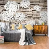 Karo-art Fotobehang - Bloemen op de muur