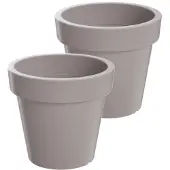 Prosperplast Bloempot Buiten Rond Lofly 25cm TAUPE Prosperplast / 2 STUKS ! /