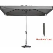 Madison Luxe parasol rechthoek 300 x 200 Lichtgrijs met Hoes