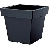 Prosperplast 1x Kunststof vierkante bloempotten/plantenpotten 15 liter antraciet - Plantenpotten