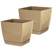 Prosperplast Bloempot Vierkant Dukp 14x14x12,4cm MOKKA Prosperplast / 2 STUKS ! /