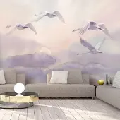 Karo-art Fotobehang - Vliegende Zwanen