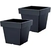 Prosperplast Bloempot Vierkant Lofly Low 24x24x22cm ANTRACIET Prosperplast / 2 STUKS ! /