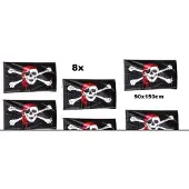Thema party 8x Piratenvlag kleur 90x150cm