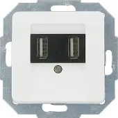 Kopp serie MILANO, dubbel USB-stopcontact, inbouw wit