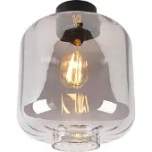 QAZQA Design plafondlamp zwart met smoke glas - Qara