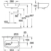 GROHE Bau wastafel 1 kraangat met overloop 55.3x38.6cm wit