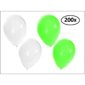 Partyxplosion Ballonnen helium 200x groen en wit