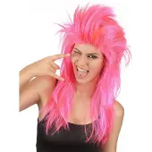 Vegaoo - Roze punk rock pruik voor vrouwen - Fluo - One Size