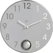 Sompex – 8124 – Wandklok met slinger – Metaal – Ø38 cm – Brussels – Wit/Zilver