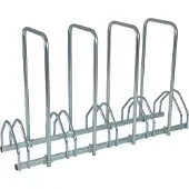 Mottez B131AR, 2-zijdig, voor banden met B 35-55 mm, met diefstalbeveiliging, 4 beugels, voor maximaal 5 fietsen, B 1320 x D 330 x H 830 mm, stalen buis, zilver