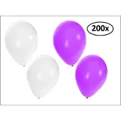 Partyxplosion Ballonnen helium 200x paars en wit