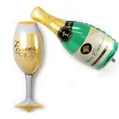 Ballonnenparade Folie ballon fles champagne met glas 41*99 cm