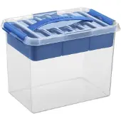 Sunware Q-line opbergbox met inzet 9L - 30.7x20x22.3 cm - Transparant/Blauw
