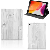 B2Ctelecom iPad 10.2 2019 | iPad 10.2 2020 | 10.2 2021 Tablet Book Cover White Wood