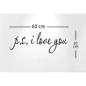 WT trading Muursticker - Zwart - P.s. I love you