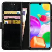 Rosso Element Book Case Wallet Hoesje Geschikt voor Samsung Galaxy A41 | Portemonnee | 3 Pasjes | Magneetsluiting | Stand Functie | Zwart