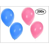 Partyxplosion Ballonnen helium 200x blauw en roze