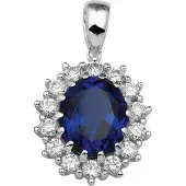 Trendjuwelier huiscollectie Hanger Zilver gerhodineerd zirkonia synthetische Saffier 20 x 15,5 mm
