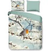 Snoozing Robin - Flanel - Dekbedovertrek - Tweepersoons - 200x200/220 cm + 2 kussenslopen 60x70 cm - Multi kleur