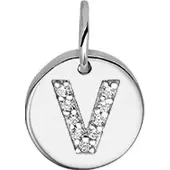 Trendjuwelier huiscollectie Bedel Letter V Zirkonia Zilver