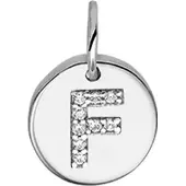 Trendjuwelier huiscollectie Bedel Letter F Zirkonia Zilver