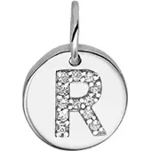 The Jewelry Collection Bedel Letter R Zirkonia - Zilver