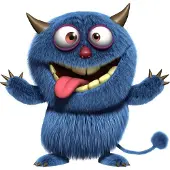 VAN IKKE Muursticker Blauw monster XL