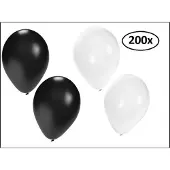 Partyxplosion Ballonnen helium 200x zwart en wit - ballon helium lucht black and white festival gangster maffia feest party