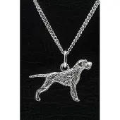 MOOYE ® - Collectie Zilveren Poedelpointer met staart ketting hanger - groot