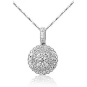 Montebello Ketting Lygodium - Dames - Zilver Gerhodineerd - Retro-Vintage - Zirkonia - 15 x 20 mm - 45 cm