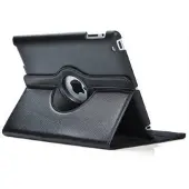 E-Supply Lederen hoes draaibare cover iPad Air 1/2 - Zwart