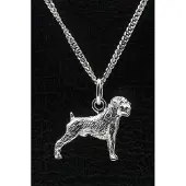 MOOYE ® - Collectie Zilveren Belgisch smoushondje ketting hanger - groot